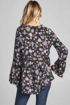 Load image into Gallery viewer, Cotton Bleu-Women’s Peasant Top #6298-WAS $59.00, Now $39.99- in Black Print
