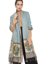 Load image into Gallery viewer, SALE-Luxurious Shawl, Pashmina or Scarf in Aqua, Cream and Sand Colorations
