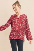 Load image into Gallery viewer, Cotton Bleu-Women’s Top #62311-WAS $59.00, Now $39.99- in Maroon Print Combo
