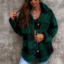 Load image into Gallery viewer, Women’s, NOW $39.99, Blk/Red or Blk/Green, Plaid Fleece Jacket with Front  Pockets and Buttons -SALE-Was $79.00
