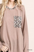 Load image into Gallery viewer, Cotton Bleu-Women&#39;s Top #11576, WAS $59.00, Now $39.99- Mocha &amp; Leopard print
