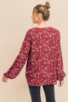 Load image into Gallery viewer, Cotton Bleu-Women’s Top #62311-WAS $59.00, Now $39.99- in Maroon Print Combo
