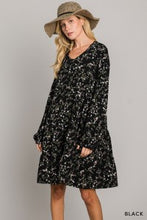 Load image into Gallery viewer, Cotton Bleu-Women’s Short Peasant Dress #71022, WAS $89.00, Now $49.99- in Black Print
