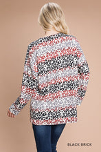 Load image into Gallery viewer, Cotton Bleu-Women’s Top # 12050, WAS $59.00, Now $39.99- In Black/Brick  Leopard Print
