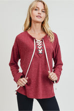 Load image into Gallery viewer, Cotton Bleu-Women’s Top #61778-WAS $59.00, Now $39.99- Shoe Lace Design Closure
