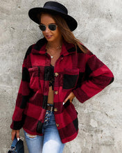 Load image into Gallery viewer, Women’s, NOW $39.99, Blk/Red or Blk/Green, Plaid Fleece Jacket with Front  Pockets and Buttons -SALE-Was $79.00
