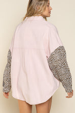 Load image into Gallery viewer, POL Jacket-# 1165G-Women’s Pink Shacket/Jacket in Powder Pink Colorations and Leopard Print Sleeves, WAS $128.00, NOW $59.99
