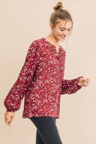 Cotton Bleu-Women’s Top #62311-WAS $59.00, Now $39.99- in Maroon Print Combo