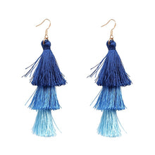 Load image into Gallery viewer, Triple Tassel Dangle Earrings in a variety of Color Combinations-On Sale!
