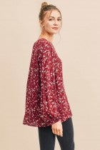 Load image into Gallery viewer, Cotton Bleu-Women’s Top #62311-WAS $59.00, Now $39.99- in Maroon Print Combo
