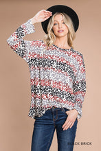 Load image into Gallery viewer, Cotton Bleu-Women’s Top # 12050, WAS $59.00, Now $39.99- In Black/Brick  Leopard Print
