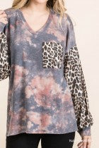 Load image into Gallery viewer, Cotton Bleu-Women’s Top #11570-WAS $59.00, Now $39.99-in Navy, Mauve &amp; Leopard Print
