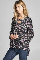 Load image into Gallery viewer, Cotton Bleu-Women’s Peasant Top #6298-WAS $59.00, Now $39.99- in Black Print
