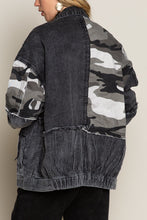 Load image into Gallery viewer, Pol Clothing-# 113 Women’s Denim Shacket/Jacket in Black/ Camo Multi Colorations, WAS $79.99, NOW $59.99
