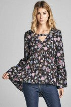 Load image into Gallery viewer, Cotton Bleu-Women’s Peasant Top #6298-WAS $59.00, Now $39.99- in Black Print
