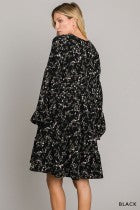 Load image into Gallery viewer, Cotton Bleu-Women’s Short Peasant Dress #71022, WAS $89.00, Now $49.99- in Black Print
