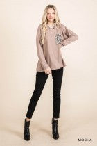 Load image into Gallery viewer, Cotton Bleu-Women&#39;s Top #11576, WAS $59.00, Now $39.99- Mocha &amp; Leopard print
