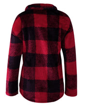 Load image into Gallery viewer, Women’s, NOW $39.99, Blk/Red or Blk/Green, Plaid Fleece Jacket with Front  Pockets and Buttons -SALE-Was $79.00
