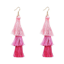 Load image into Gallery viewer, Triple Tassel Dangle Earrings in a variety of Color Combinations-On Sale!
