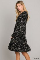 Load image into Gallery viewer, Cotton Bleu-Women’s Short Peasant Dress #71022, WAS $89.00, Now $49.99- in Black Print
