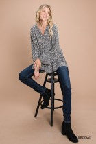 Load image into Gallery viewer, Cotton Bleu-Women’s Top #13010- WAS $59.00, Now $39.99- Blouse in Charcoal Print
