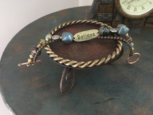 Load image into Gallery viewer, Inspirational, Handcrafted, Ceramic Bead and Swarovski Crystal 2 Strand Bracelet with Believe Tag
