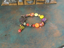 Load image into Gallery viewer, Fun N Funky, Handcrafted Bracelet with Mixed Beads of Czech Glass, Freshwater Pearls, Ceramic and Frosted Leaves
