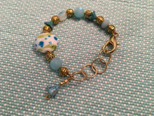 Load image into Gallery viewer, Fun N Funky, Handcrafted Bracelet with Mixed Beads of Czech Glass, Ceramic Beads, and drop Petal in Baby Blue Colorations
