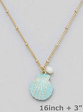 Load image into Gallery viewer, Hand Crafted, Patina and Gold-Tone Conch Shell, and Freshwater Pearl Dangle, Necklace
