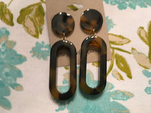 Load image into Gallery viewer, Retro, Dark Tortoise Shell, Geometric, Oblong, Resin, Drop Earrings
