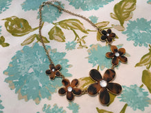 Load image into Gallery viewer, Lovely Tortoise Shell Flower Necklace with Clear Crystal Center-! Was 36.00, Now 29.00
