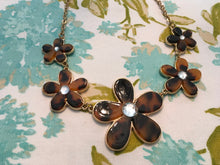 Load image into Gallery viewer, Lovely Tortoise Shell Flower Necklace with Clear Crystal Center-! Was 36.00, Now 29.00
