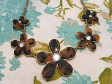 Load image into Gallery viewer, Lovely Tortoise Shell Flower Necklace with Clear Crystal Center-! Was 36.00, Now 29.00
