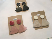 Load image into Gallery viewer, Retro, Geometric, Trapezoidal, Resin, Drop Earrings in Pink, Jet Black or Off White Color Choices
