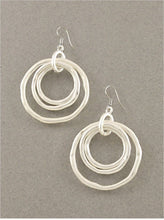 Load image into Gallery viewer, SALE! Hand Crafted, Round, Triple Dangle Earrings In Gold, Pewter or Silver Tone Colorations
