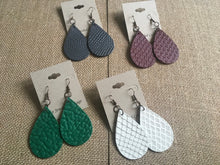 Load image into Gallery viewer, Set of 4 Large, Teardrop, Patterned Faux Leather, Dangle Earrings in Dark Colors-Set # 2

