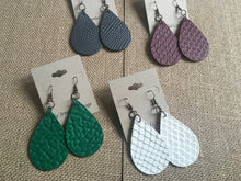 Load image into Gallery viewer, Large, Teardrop, Patterned Faux Leather, Dangle Earrings in Prime Colors
