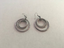 Load image into Gallery viewer, SALE! Hand Crafted, Round, Triple Dangle Earrings In Gold, Pewter or Silver Tone Colorations
