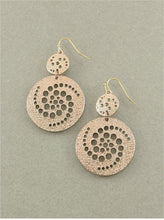 Load image into Gallery viewer, SALE! Hand Crafted, Circular, Dangle Earrings with Punched Hole Design, In Rose Gold Colorations
