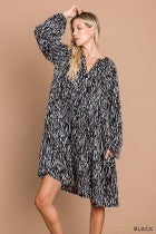 Load image into Gallery viewer, Cotton Bleu-Short Peasant Dress #71001, WAS $89.00, Now $49.99- in Black/White Print
